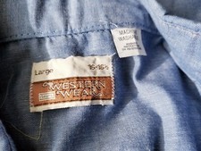 NOS Vintage sears Roebucks denim Western wear Jean Shirt Snap Button men 16-16.5