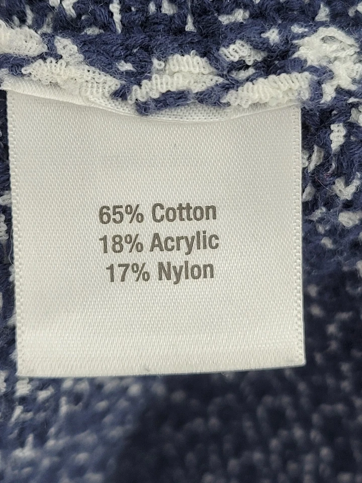 Norm Thompson 毛衣女式大号蓝色白色纹理大圆领套衫 — 第 4/4 张图片