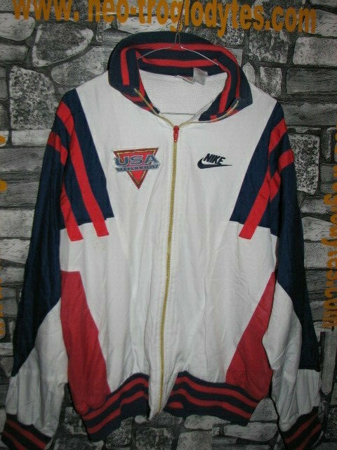 Vintage Nike USA Team Track Field Satin Trainingsanzug Jacke 80er Ära  Lewis