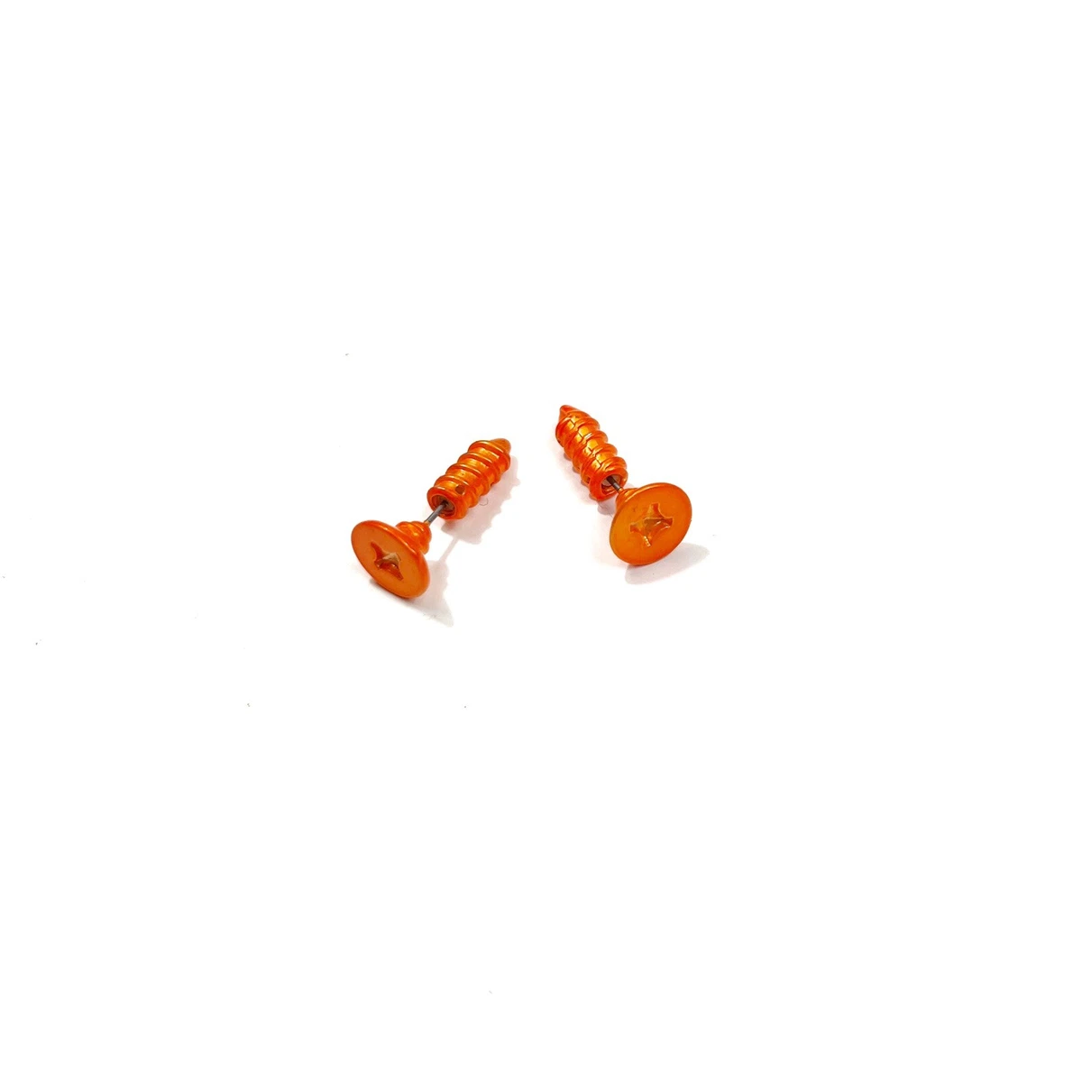 Hot Topic Punk Y2K Neon Orange Faux Gauge Post Screw Nail Earrings