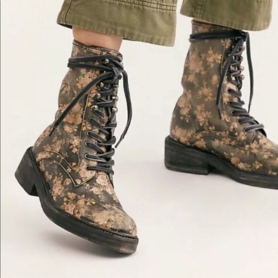patterned combat boots