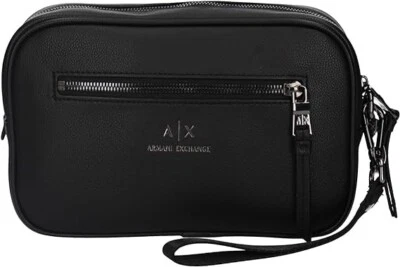 A|X ARMANI EXCHANGE Herren Öko-Leder Reisetasche, Schwarz
