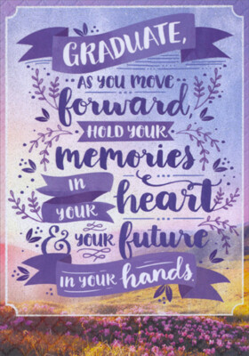 Hold Your Memories in Your Heart  Purple Banner Graduation Card for Young Woman