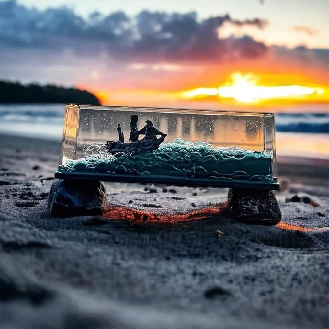 Ghost Ship Black Pearl Ship In A Bottle - Mystical Liquid Drift Bottle Foto 4 de 4
