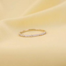 Diamond Half Eternity Ring, 14k Gold Diamond Wedding Band, Dainty Stacking Ring