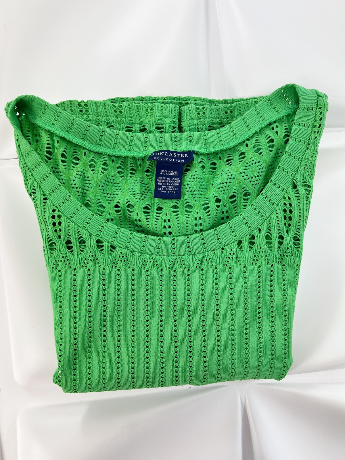 Doncaster Collection Womens Sz S Green Pointelle Top Stretch image 4