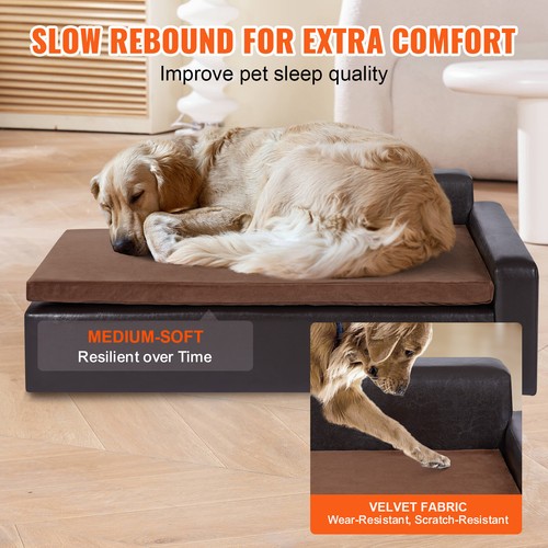 VEVOR Pet Sofa Dog Couch for Large-Sized Dogs Leather Dog Sofa Bed 110lbs Brown - Picture 4 of 12