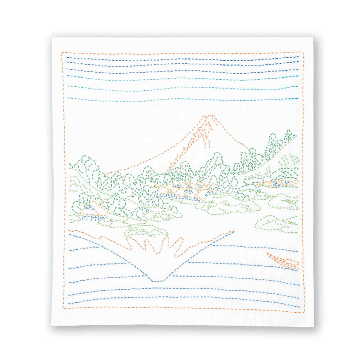 Olympus stamped Sashiko stitch kit ""Hana Fukin Hokusai Katsushika series Mt. Fuj