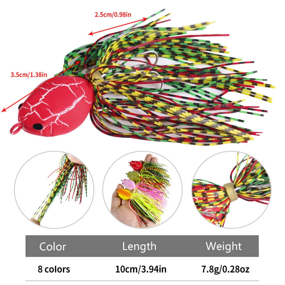 Lote de 8 PIEZAS Señuelo de Pesca Rana de Goma Topwater Cebo con Falda Bass Crankbait 10 cm/7,8 g Foto 2 de 4