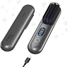Cordless Hair Straightener Brush-Portable Straightening Comb for Travel&Home