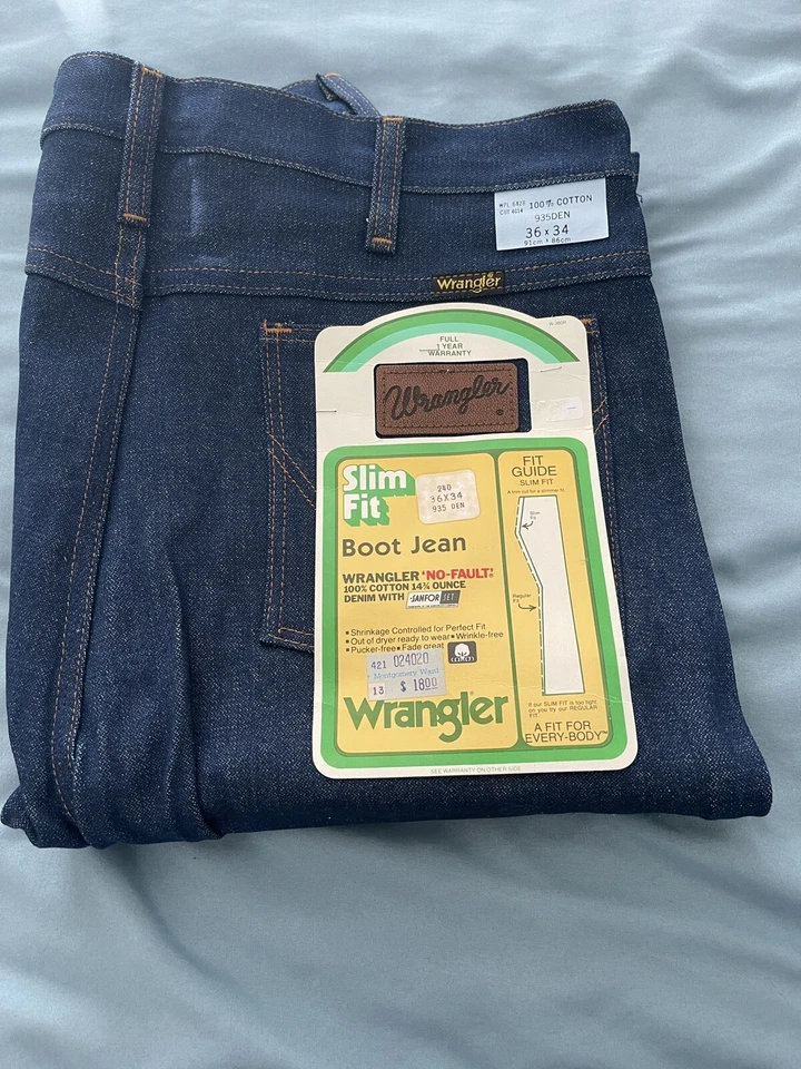 70s VTG Wrangler NOS Denim Jeans USA 36 X 34 Deadstock Cowboy 60s No Fault - Image 2 of 4