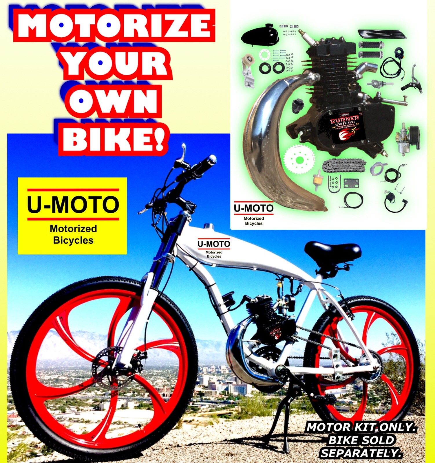 HIGH PERFORMANCE 2STROKE 66cc/80cc MOTORIZED BIKE KIT FOR BICYCLES