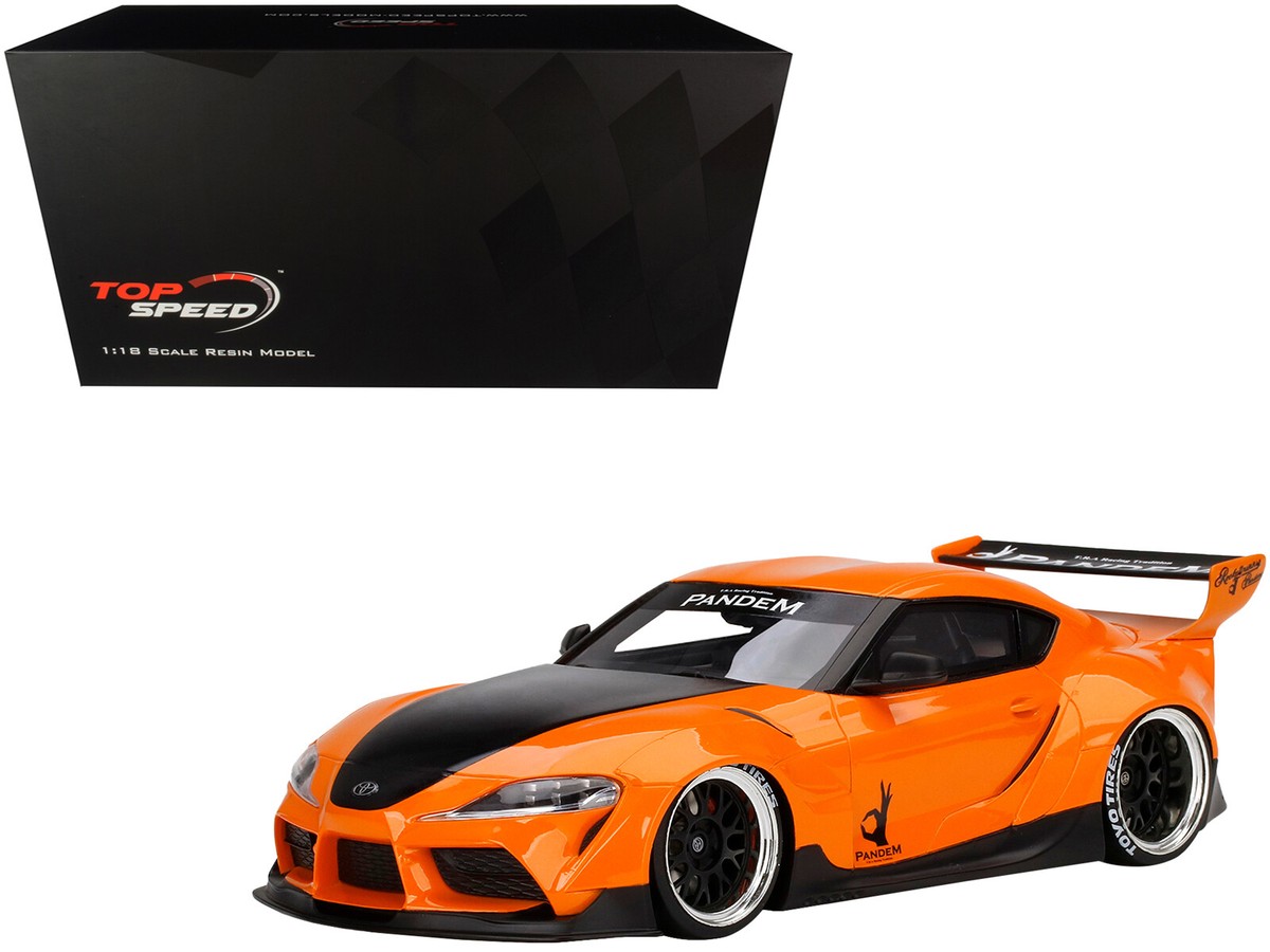 TOYOTA PANDEM GR SUPRA V1.0 ORANGE 1/18 MODEL CAR BY TOP