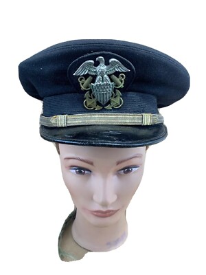 World War United States Navy Visor US Army Hat Cap WW2 USNR Captain ENS  Badge