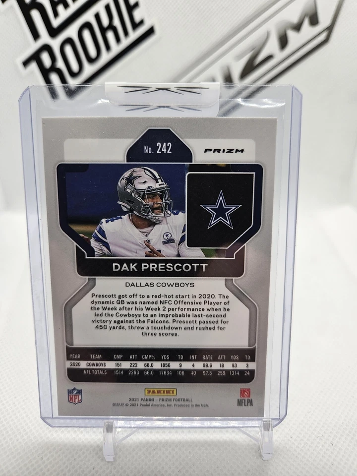 Dak Prescott 2021 Prizm #242 Dark Blue Prizm SSP Cowboys Color Match RARE - Image 2 of 2