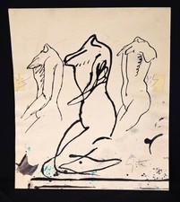 Pietro Lista Salerno – Disegno su cartoncino 3 figure Quadro Arte contemporanea