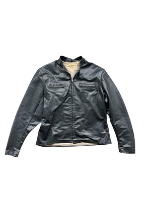 Vintage Harley Davidson Cafe Racer Leather Jacket 60s Motorcycle Black Medium