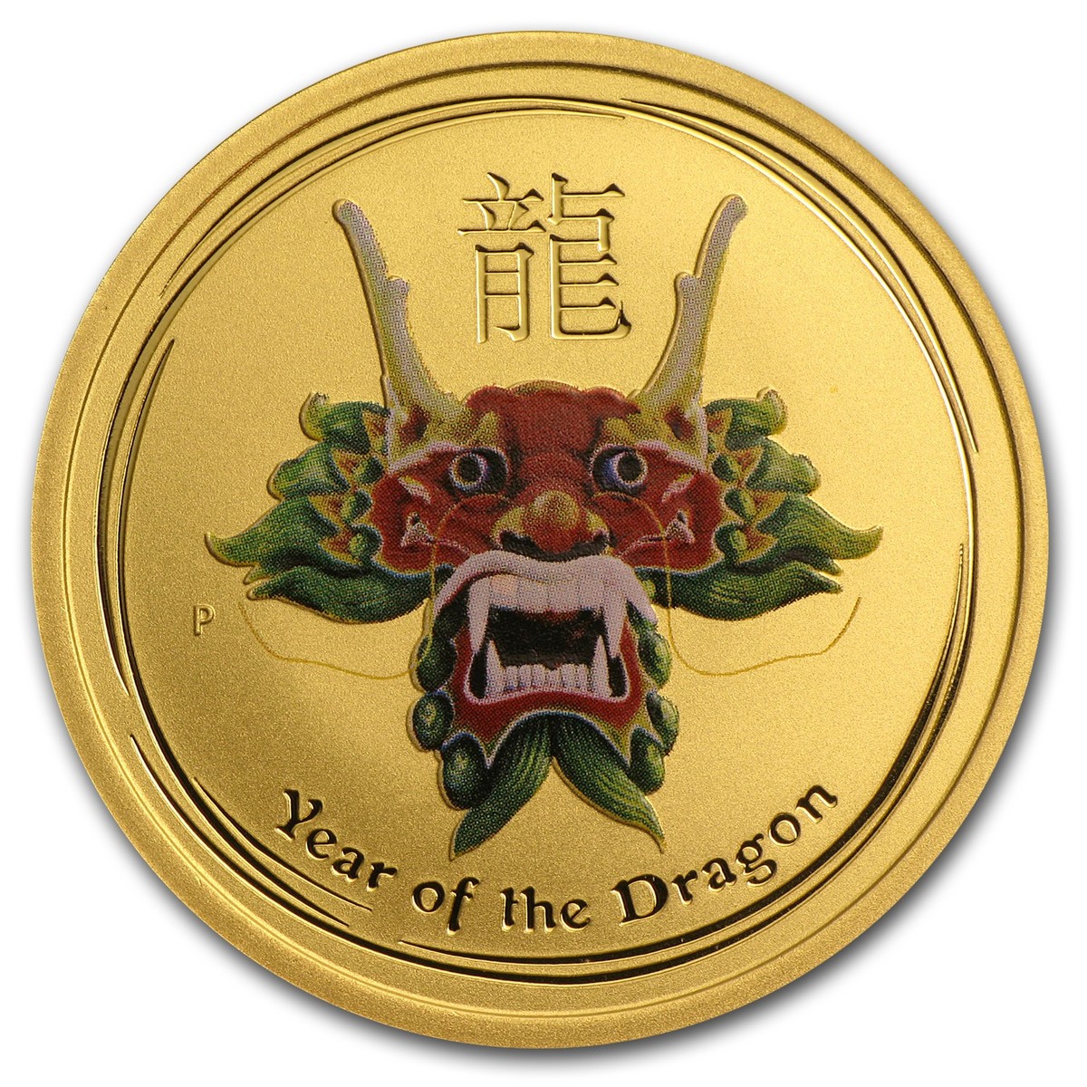2012 Australia 1/2 oz Gold Lunar Dragon BU (SII, Green Colorized