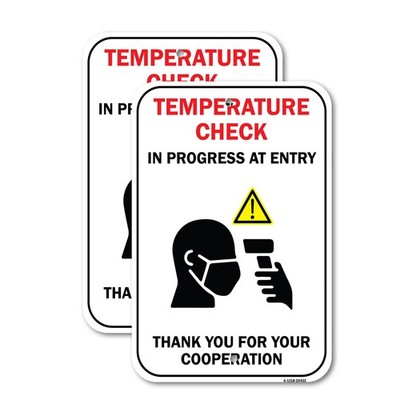 Temperature Check In Progress At Entry Heavy Gauge Aluminum Parking Sign