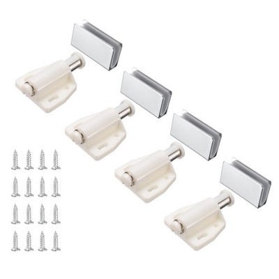 4Pcs Single Magnetic Touch Push Open Latch for 3-6mm Glass Door, Glossy Silver