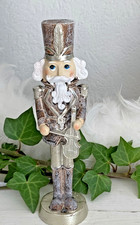 Edler Nussknacker mit Geige Deko Figur, Silber - Braun, Tischdeko