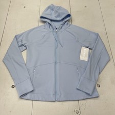 Athleta Jacket Womens Medium Light Blue Unstoppable Full Zip Hoodie Flex Fleece