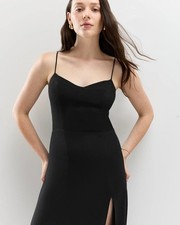 NWT Quince Washable Viscose Georgette Sweetheart Dress True Black M