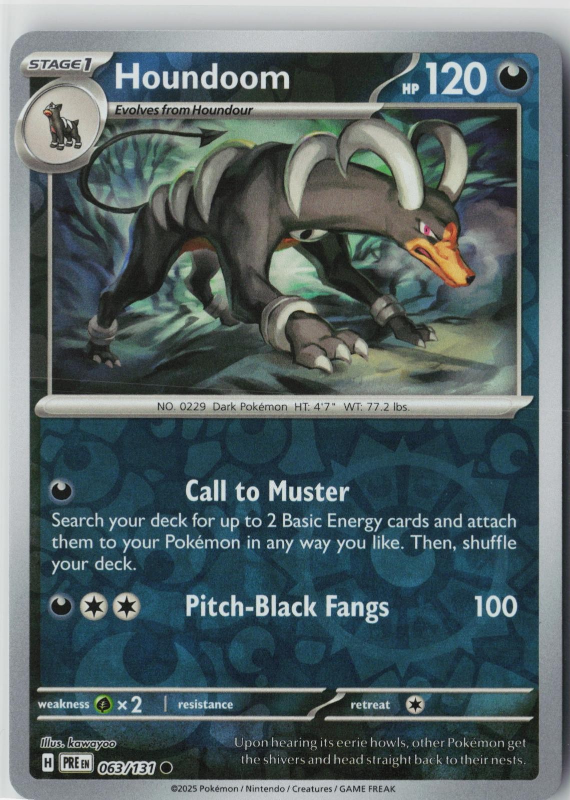HOUNDOOM 063/131 COMMON PRISMATIC EVOLUTIONS POKEMON REVERSE HOLO NM