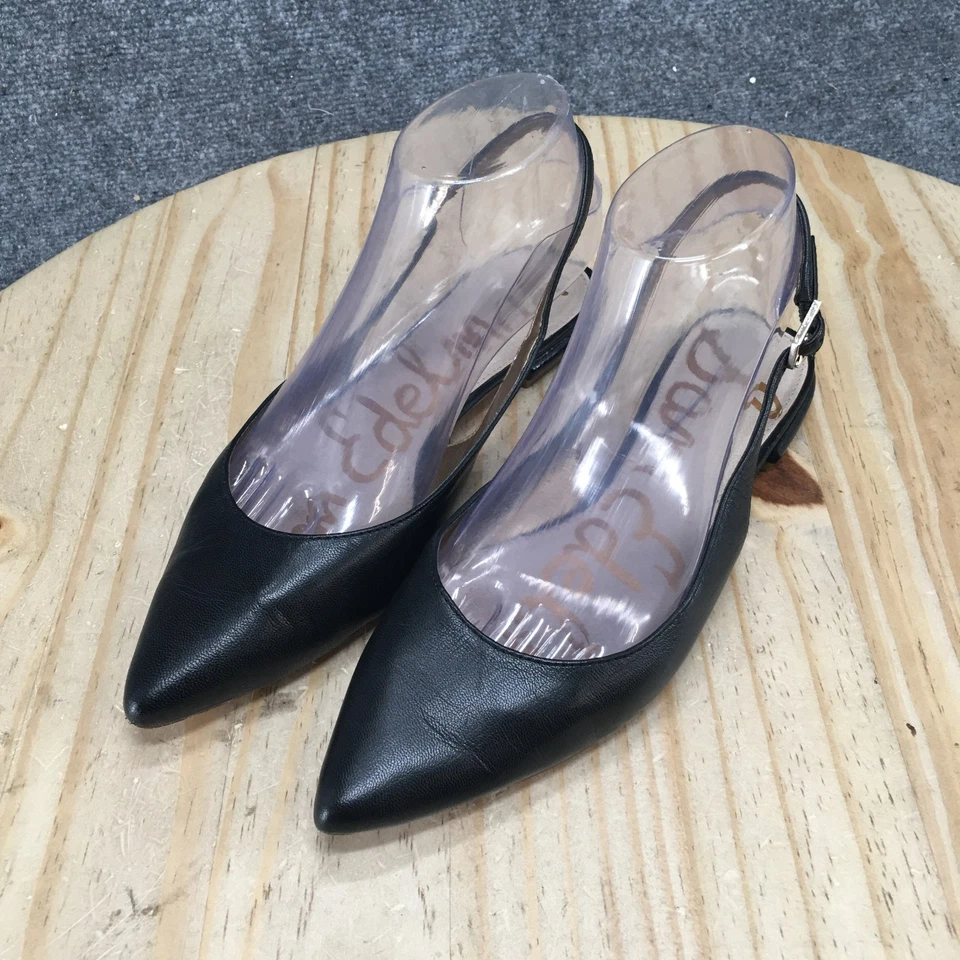 Sandalias planas Sam Edelman para mujer 7,5 M Hadley puntiagudas con cordones de cuero negro Foto 3 de 4