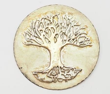 Vintage large sterling silver round tree of life OOAK handmade pin or pendant