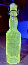 Antique Manganese BRIGHT Green Glowing Harrisburg Bottling Works Glass Bottle
