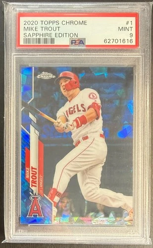 2020 Topps Chrome Sapphire #1 Mike Trout PSA 9 Mint!  Angels