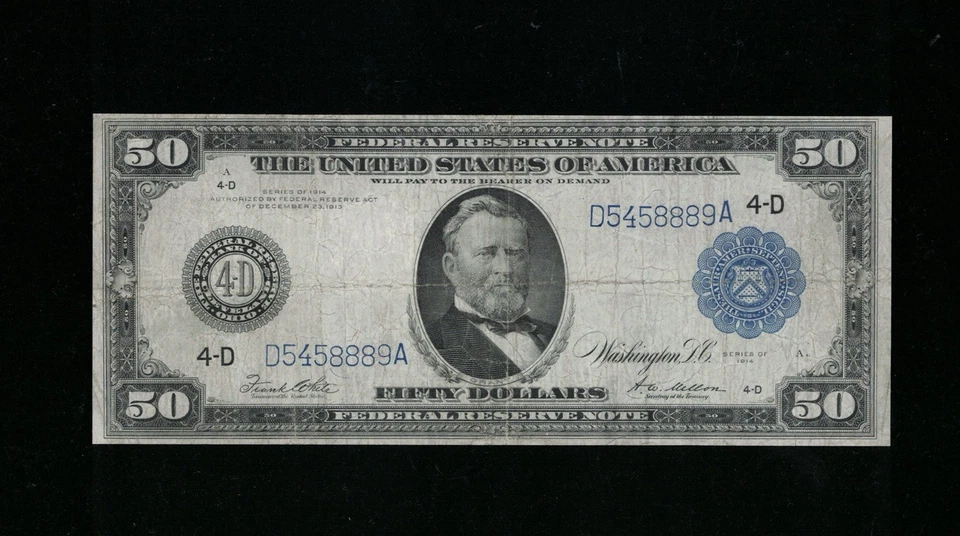 SC 1914 $50 Cleveland, OH “Panama” Federal Reserve Note FRN Blue Seal (889A) - Image 2 of 4