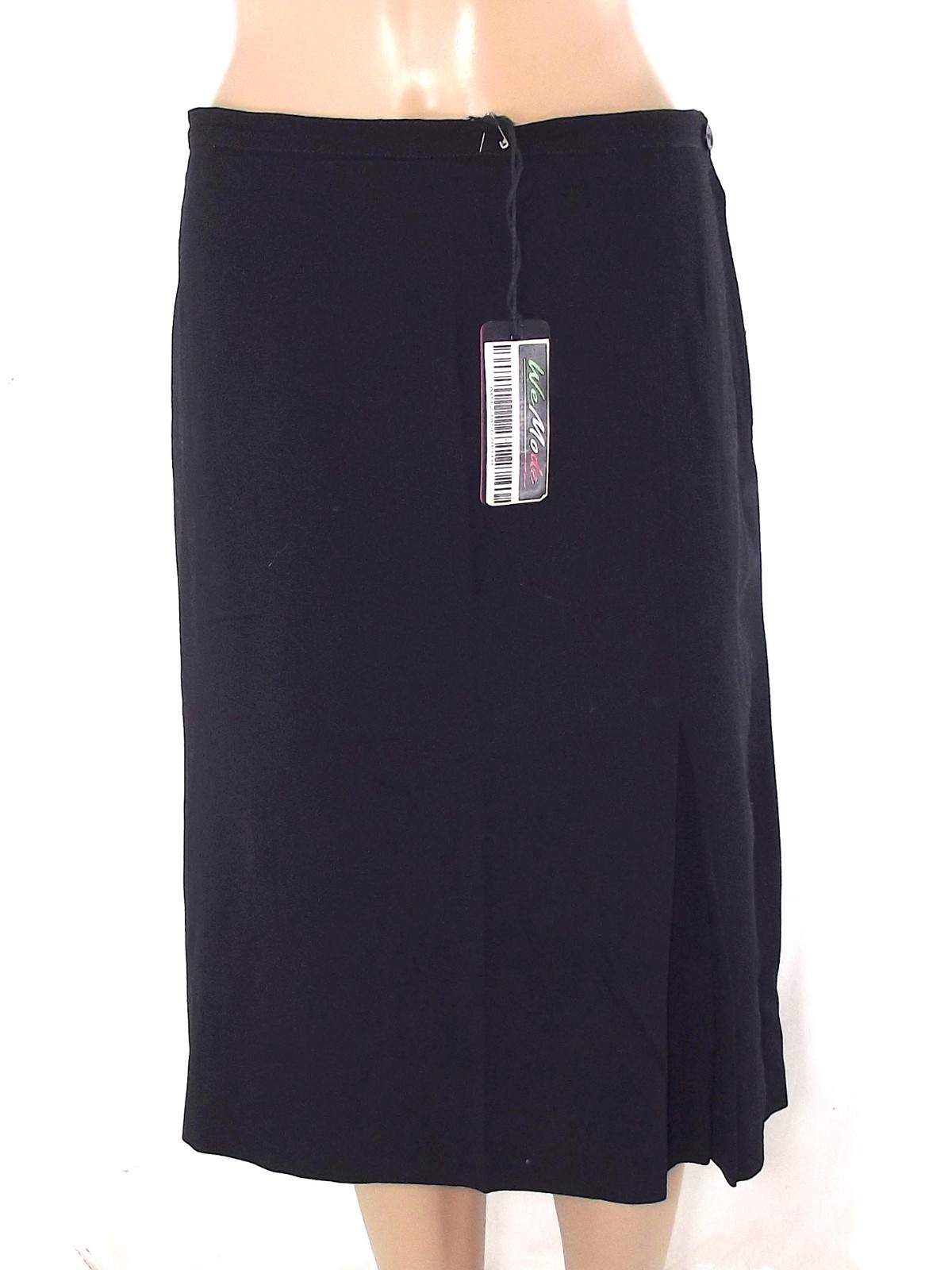 Women's Knee-Length Midi Tailored A-Line Skirt L Black High Elegant image 2