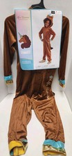S 4-6X Girl's Deluxe Afro Unicorn  Browm Jumpsuit Halloween Kid Costume New