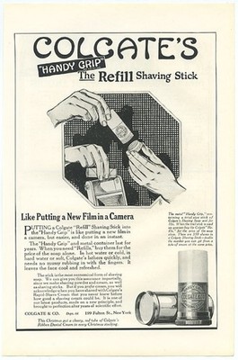 Colgate Refill Shaving Stick Like Putting New Film in a Camera 1922 Vintage Ad 