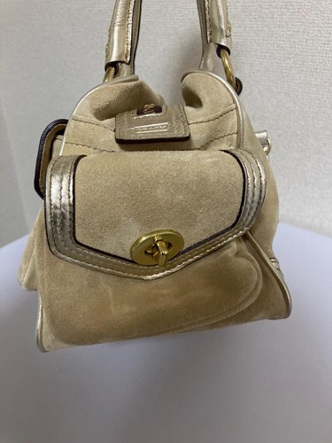 Coach 3681 Legacy Turnlock Beige Wildleder Leder Schultertasche Vintage aus Japan - Bild 4 von 10