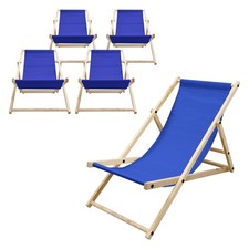 Lot de 5 chaises longue de jardin bain de soleil bleu foncé bois de pin 120 kg
