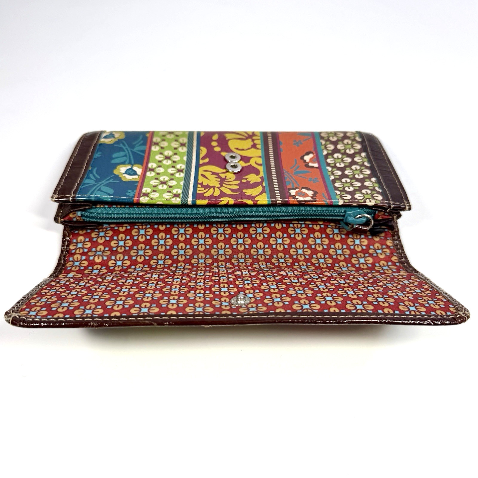Fossil Patchwork Floral Leather Checkbook Wallet … - image 11