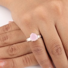 Rare Rose Chalcedony Gemstone 925 Sterling Silver Jewelry Designer Ring For Wife