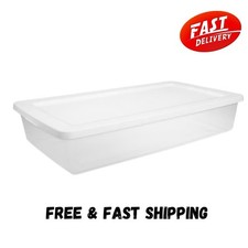 Sterilite 41 Quart Storage Box, Clear Plastic Storage Bin with Snap-on Lid.