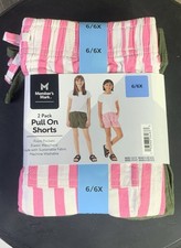 Members Mark Girls Pull-On Shorts 2-Pack Elastic Waistband 6/6x Pockets NEW