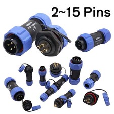 SP21 Bulkhead Aviation Plugs Rear Nut Sockets IP68 Waterproof Connector 2~15 Pin