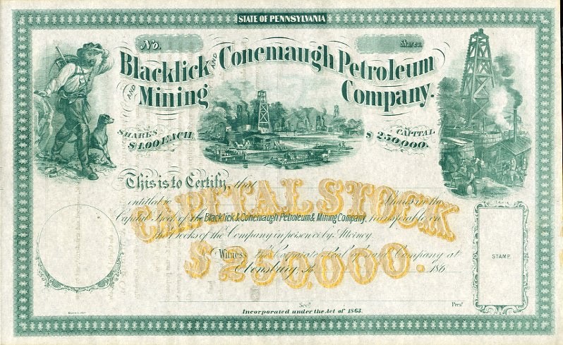 186_ Blacklick & Conemaugh Petroleum & Mining Stock Certificate