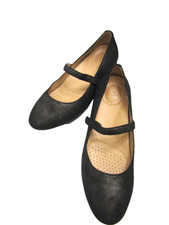 DANSKO METALLIC BLACK /SILVER CHUNKY Mary Janes FLAT COMFORT Loafers 38 / 7-7.5