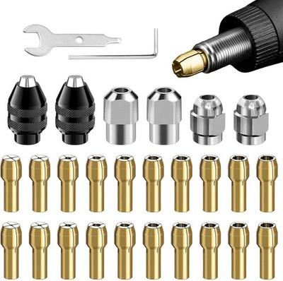 EMVANV 28pcs/set Drill Chuck Collet for Dremel, 1/32 To 1/8inch Drill Chuck Coll