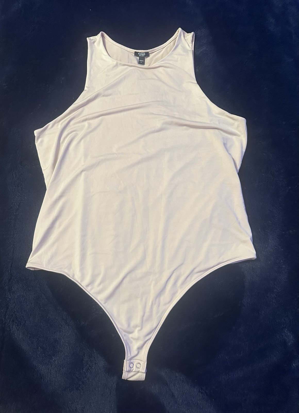 Express Body Contour Bodysuit Women’s XL Sleeveless Tank Thong Snap Nude Stretch