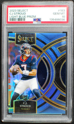 🌟 CJ STROUD - 2024 Panini Select Premier #183 LIGHT BLUE PRIZM RC /99 - PSA 10