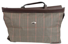 Diane Von Furstenberg DVF Leather Handled Plaid Travel Luggage Weekender Bag