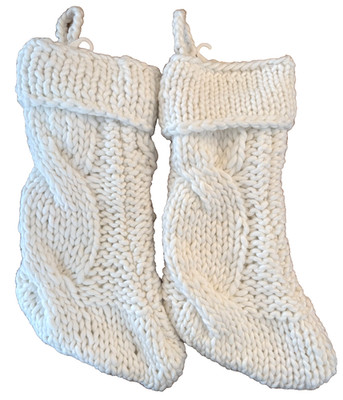 Set of two 20'' Chunky Cable Knit Creamy White Christmas Stockings KIRKLANDS HOME
